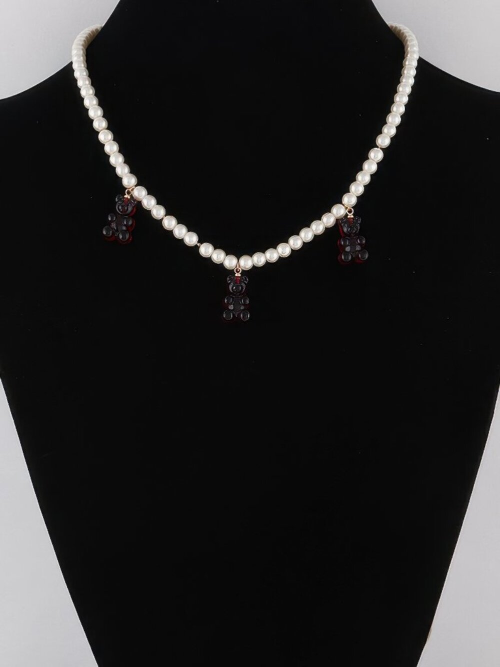 Pearled Gummy Bear Trio Necklace